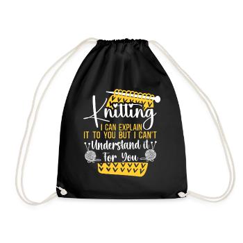 Knitting Knitter Knitting I Can - Drawstring Bag - black - Front