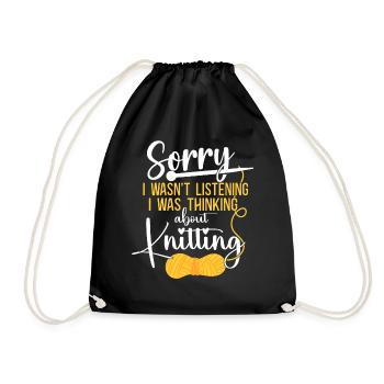 Knitting Knitter Sorry I Wasn't - Turnbeutel - Schwarz - Vorne