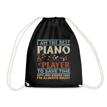 I Am The Best Piano Player - Funny Pianist - Drawstring Bag - black - Front