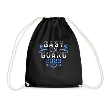 Baby 2023 - Birth Pregnant Boy Son - Drawstring Bag - black - Front