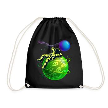Funny astronaut-cosmonaut, planet space - Drawstring Bag - black - Front