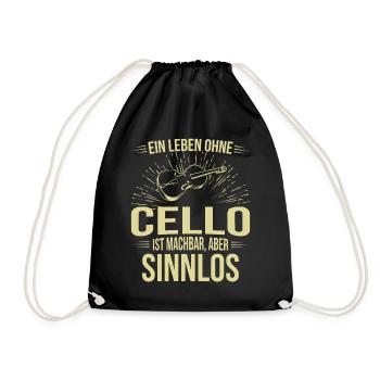 Cello Cellospieler Cellist - Turnbeutel - Schwarz - Vorne