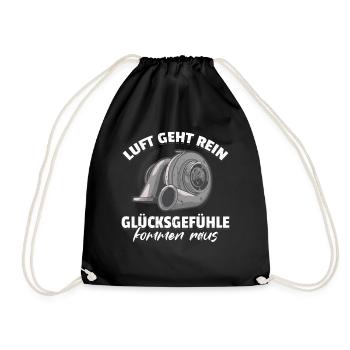 Luft geht rein Glücksgefühle kommen raus! Tuning - Turnbeutel - Schwarz - Vorne