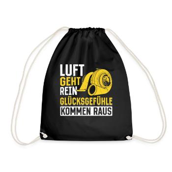 Luft geht rein Glücksgefühle kommen raus! Tuning - Turnbeutel - Schwarz - Vorne