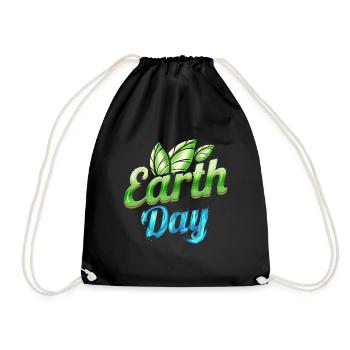 Logo vert et bleu avec feuilles vertes pour la terre - Sac de sport léger - noir - Devant