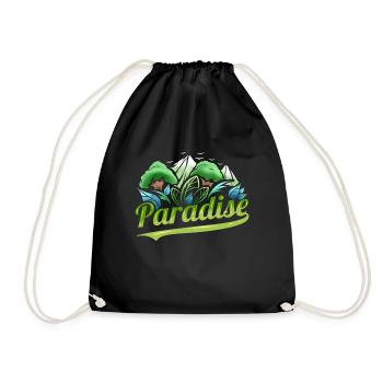 Logo Paradise With Trees And Mountains For Earth - Drawstring Bag - black - Front