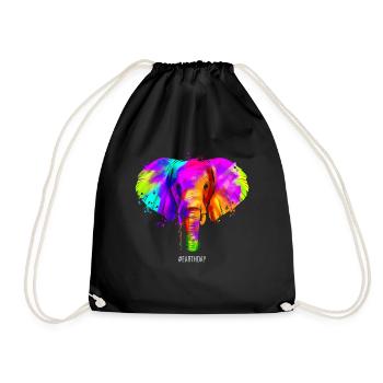 Colorful African Elephant Animal For Earth Day - Drawstring Bag - black - Front