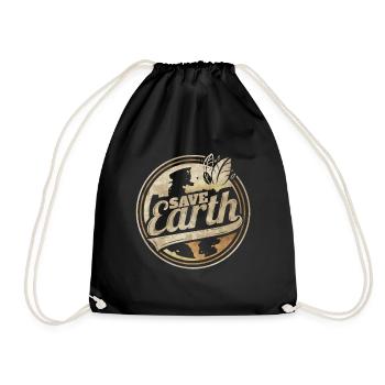 Logo Save Earth For Earth Day - Drawstring Bag - black - Front