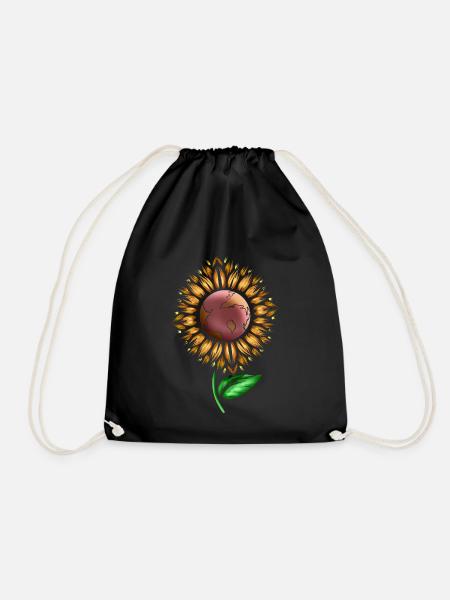 Sunflower With Earth In The Middle For Earth Day - Turnbeutel - Schwarz