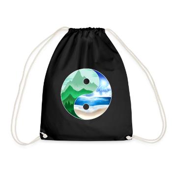Logo Yin And Yang - Mountains And Ocean For Earth - Turnbeutel - Schwarz - Vorne