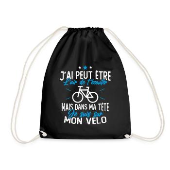 Dans Ma Tête Je suis sur Mon Vélo Humour Cyclisme - Sac de sport léger - noir - Devant