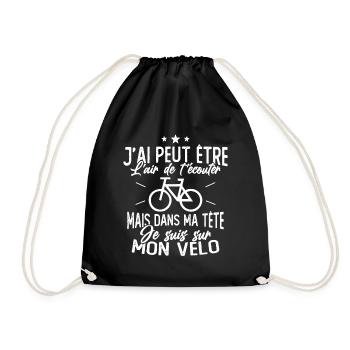 Dans Ma Tête Je suis sur Mon Vélo Humour Cyclisme - Sac de sport léger - noir - Devant