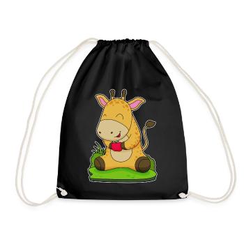 Giraffe Apfel  - Turnbeutel - Schwarz - Vorne