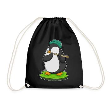 Pingouin Musicien Flûte Musique - Sac de sport léger - noir - Devant