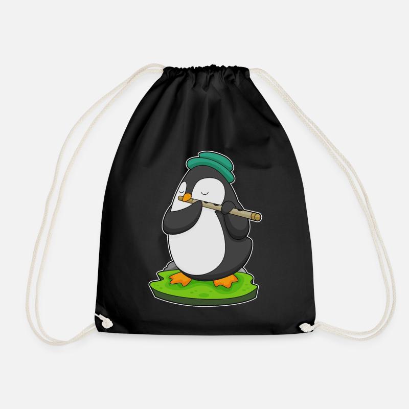 Pinguin Musiker Flöte Musik - Turnbeutel - Schwarz