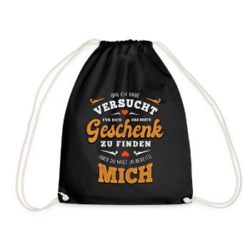 Das beste Geschenk für dich - Opa - Spruch - Turnbeutel - Schwarz - Vorne