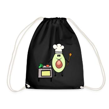 Avocado Vegetable Hobby Chef Vegetarian Cuisine - Drawstring Bag - black - Front