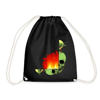Totenkopf Klimawandel Feuer Flamme Inferno Erde - Turnbeutel - Schwarz - Vorne