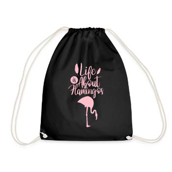 Life is about flamingo's animal flamingo cute - Drawstring Bag - black - Front