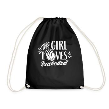 This girl loves basketball basketball players - Drawstring Bag - black - Front