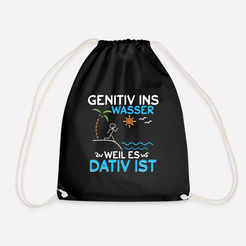 Genitiv ins Wasser weil es Dativ ist - Turnbeutel - Schwarz