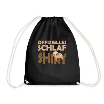 Offizielles Schlafshirt Faultier - Turnbeutel - Schwarz - Vorne