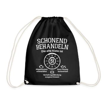51. Geburtstag Schonend Behandeln Alte Kiste 51 - Turnbeutel - Schwarz - Vorne