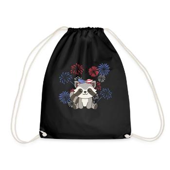 4 juillet American Raccoon for Kids USA - Sac de sport léger - noir - Devant