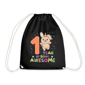 Rabbit for the 1st birthday for children one year old - Drawstring Bag - black - Front