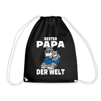 Bester Papa der Welt Vatertag Vater Wolf für - Turnbeutel - Schwarz - Vorne