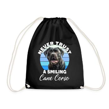 Never Trust A Smiling Cane Corso - Turnbeutel - Schwarz - Vorne