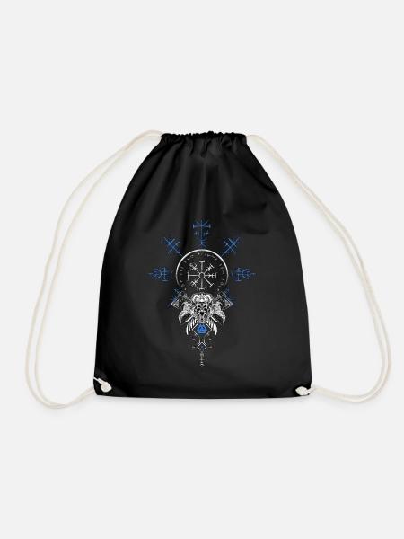 Celtic Vikinger Vegvisir compass Vikings - Drawstring Bag - black