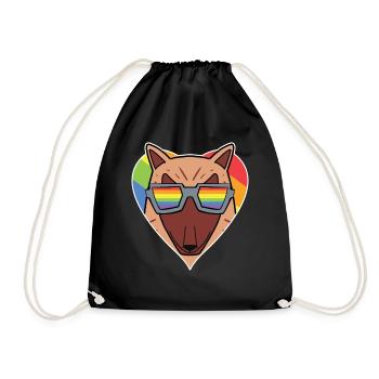 Rainbow - dog with glasses - Drawstring Bag - black - Front