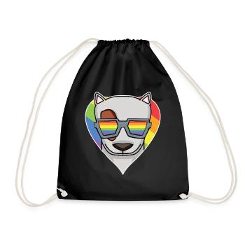 Rainbow - Dog with glasses - Bull terrier - Drawstring Bag - black - Front