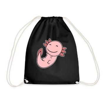 Axolotl Motiv Kinder Niedlich - Turnbeutel - Schwarz - Vorne