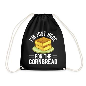 Funny I'm Just Here For The Cornbread For Gluten F - Drawstring Bag - black - Front