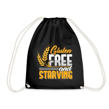 Funny Gluten Free and Starving - Drawstring Bag - black - Front