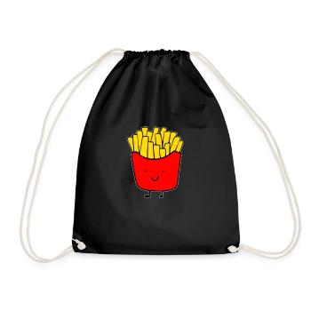 I love French fries fries French fries chips - Drawstring Bag - black - Front