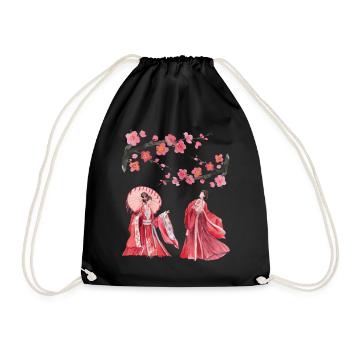 Japan Geisha Japanese Art - Drawstring Bag - black - Front