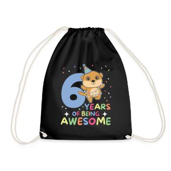 Meerkat for her 6th birthday Children six years - Drawstring Bag - black - Front