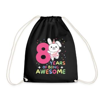 Rabbit for 8th birthday Children eight years old - Drawstring Bag - black - Front