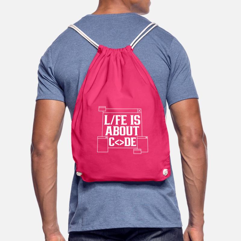 Life is all about Code Coding Coder Drawstring Bag
