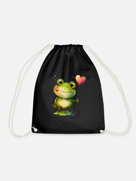 Frosch Frösche Kröte Liebe Valentienstag - Turnbeutel - Schwarz