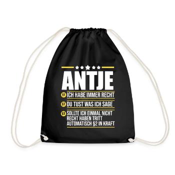 Antje - Turnbeutel - Schwarz - Vorne