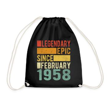Birthday February 1958 Legendary epic - Drawstring Bag - black - Front