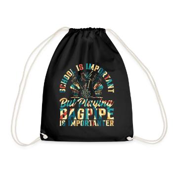 Bagpipe Player School Boy - Back To School Bagpipe - Drawstring Bag - black - Front