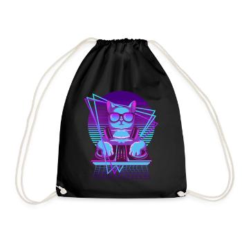 Party Music Techno Cats Vaporwave DJ Cat - Sac de sport léger - noir - Devant