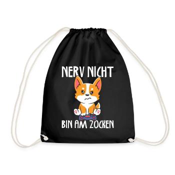 Nerv nicht bin am zocken Gamer Hund - Turnbeutel - Schwarz - Vorne