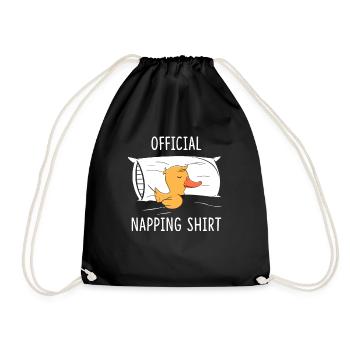 Official Napping Shirt Duck Pajama Sleeping Duck - Drawstring Bag - black - Front