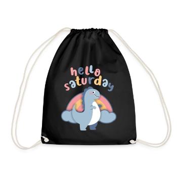 Dinosaures kawaii. Arc-en-ciel, Bonjour-Samedi - Sac de sport léger - noir - Devant